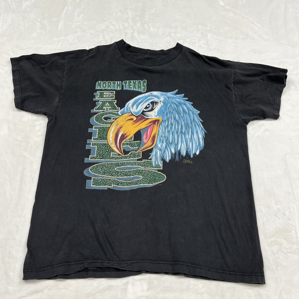 Vintage North Texas Eagles T Shirt Mens L Black Graphic Tee University G1